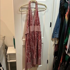 Red and White Halter Dress